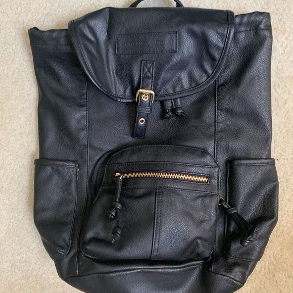 American Eagle Outfitters Bags Black Leather Backpack Poshmark